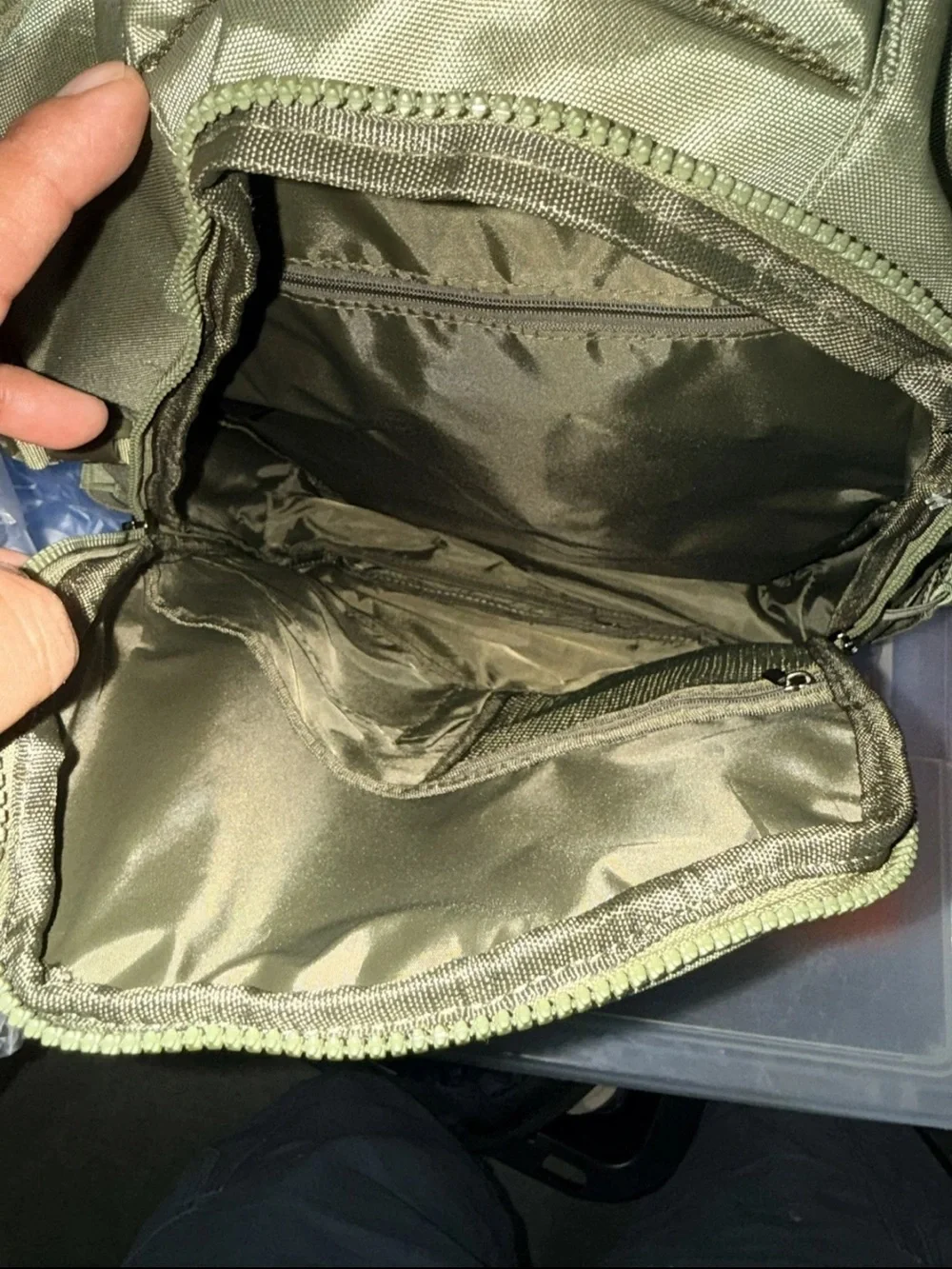 True Religion Dome Backpack in olive green.